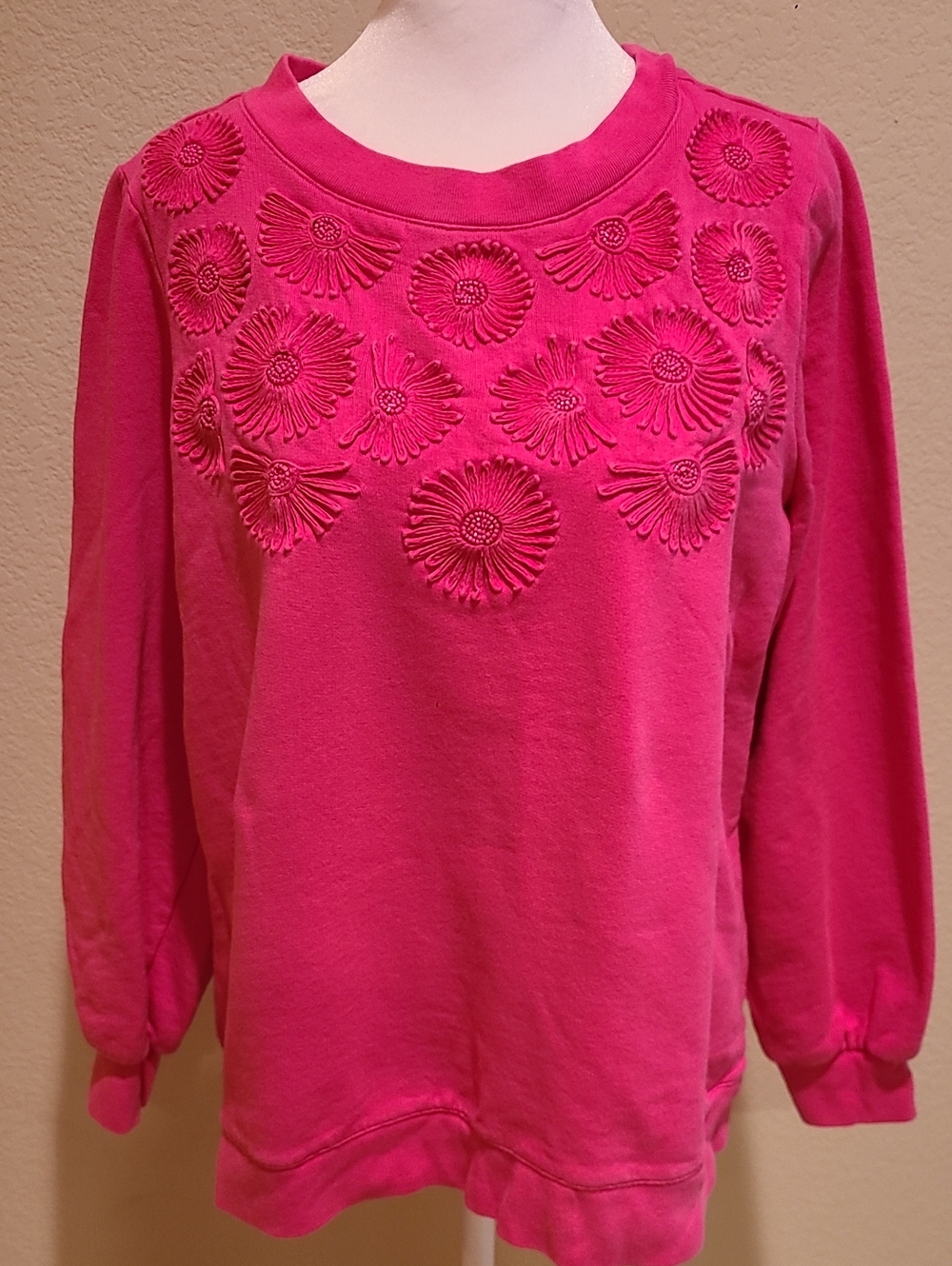 Talbots Plus Hot Pink Textured Sweatshirt XL (See Measurements)